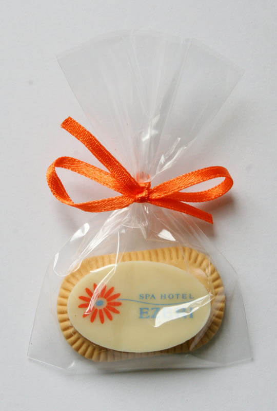 Beauty Salon Marketing - Coffee Biscuit with Chocolate in a Polybag with ribbon, 5g