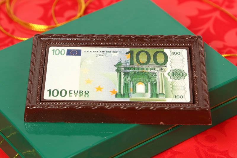 Chocolate Banknote - 100 EUR Framed Chocolate Picture in a box with magnet, 90g