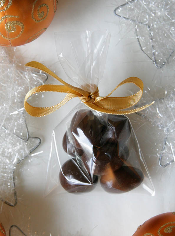Chocolate Nuts - Nuts in chocolate in a bag with ribbon