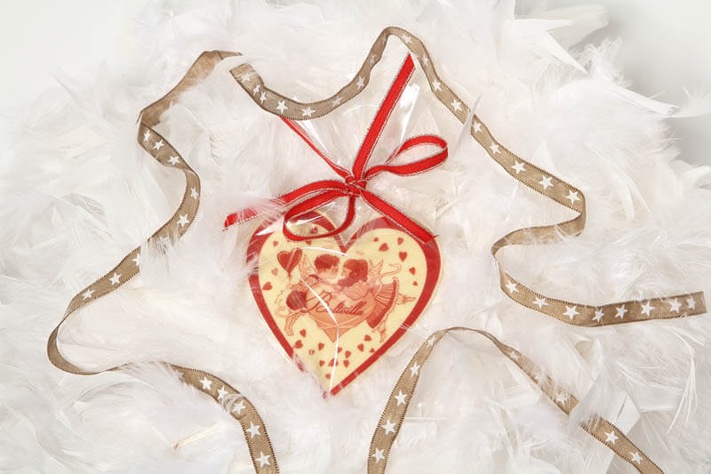 Chocolate Hearts - Chocolate Heart in a Bag with Ribbon, 30g