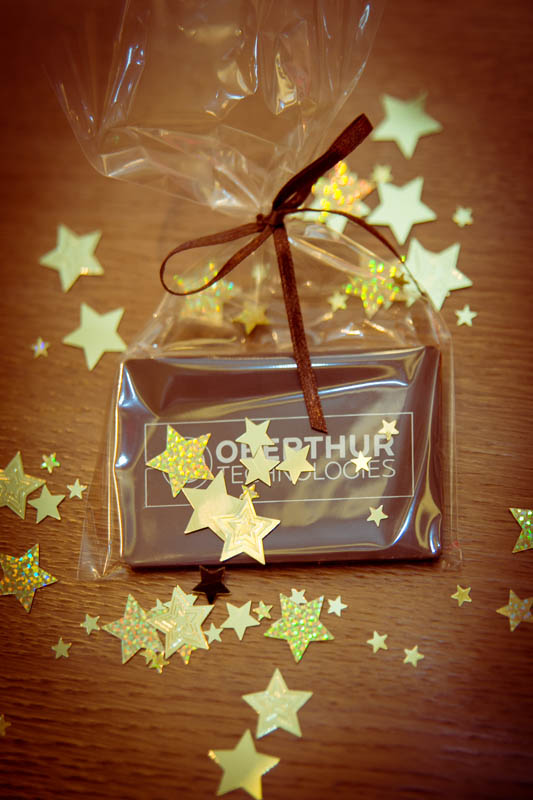 Dark Chocolate - Promotional Chocolate Bar in a Polybag with Ribbon, 20g