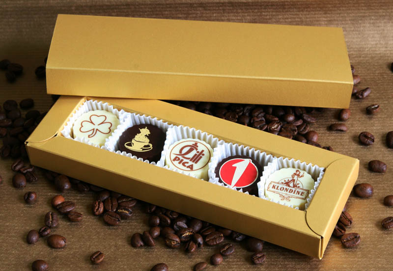 Promotional Confectionery - 65g (13g x 5 pc) 5 Pralines with Hazel Nut Cream Filling in a box