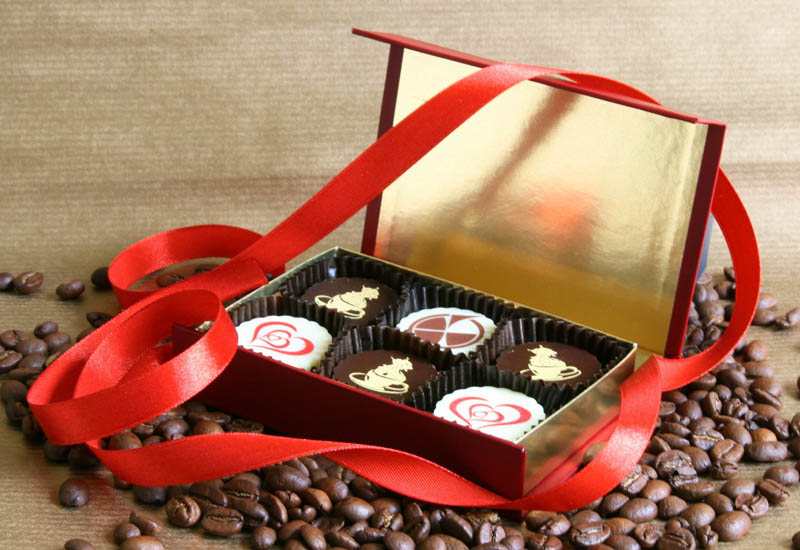 Artisan Chocolate - 78g (13g x 6 pc) 6 Pralines with Hazel Nut Cream Filling in a Box with Magnet