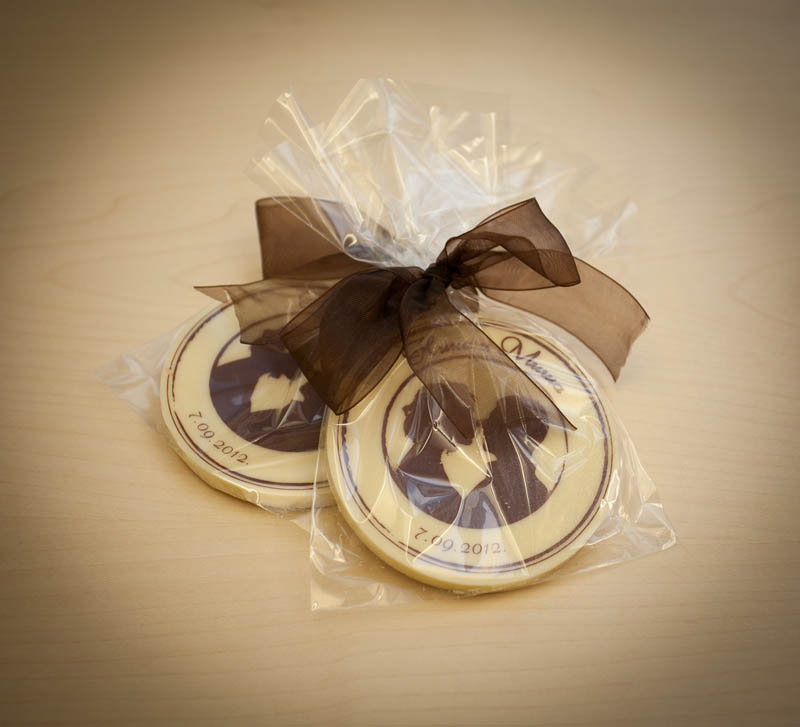 Wedding Marketing - Chocolate Medal in a bag with Ribbon, 50g